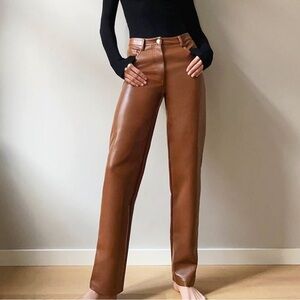 Wilfred Melina Vegan Leather Pant in Cognac Brown